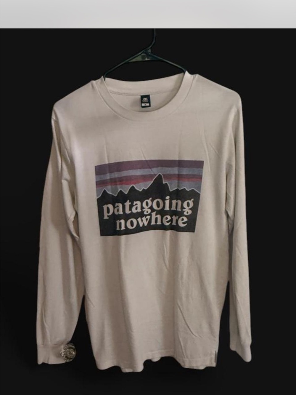 Patagonia Long Sleeve Tee White with Purple and Black Graphic